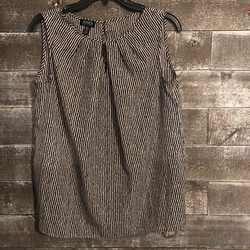 Jones New York Black and White Striped Sleeveless Tank
